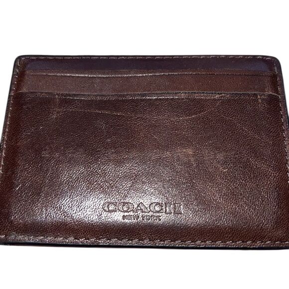 Coach Brown Leather Card Holder - Picture 6 of 7